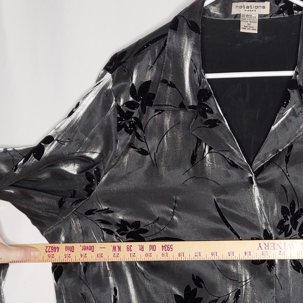 Notations Metallic Button Top 3x Black Burnout Ve… - image 5